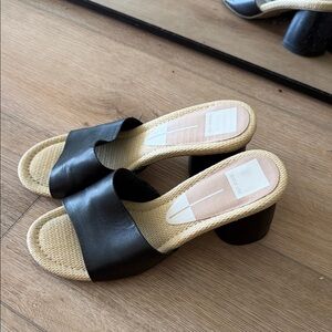 Dolce Vita Black Mules with Tan Sole